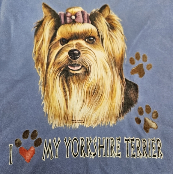 Comfort Colors Faded Blue I Love My‎ Yorkshire Terrier Tee-Shirt Size XL N92 - Picture 4 of 10